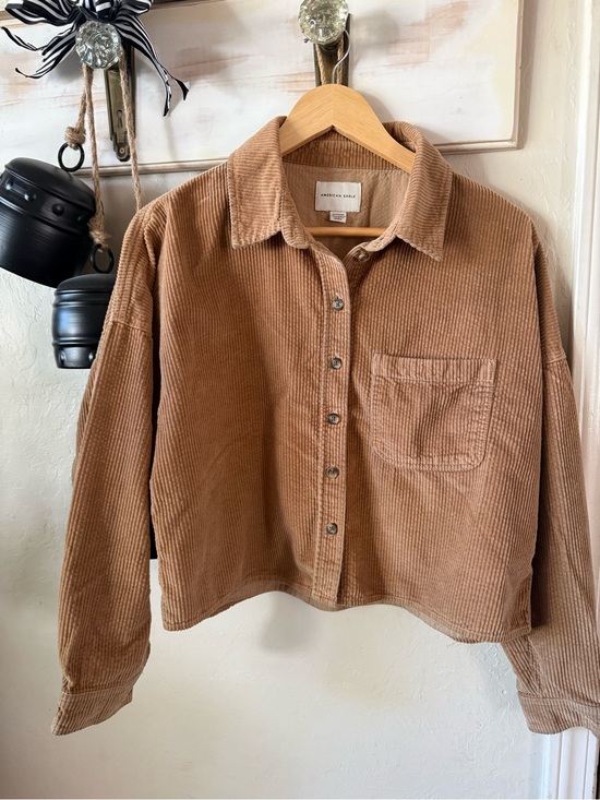 American Eagle Outfitters Tops - American Eagle Outfitters Corduroy Button-Down Shirt Jacket in Camel Brown